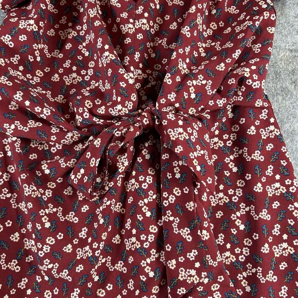 Lulus Dress Womens Medium Floral Support Wine Red Floral Print Knotted Mini - Picture 3 of 9